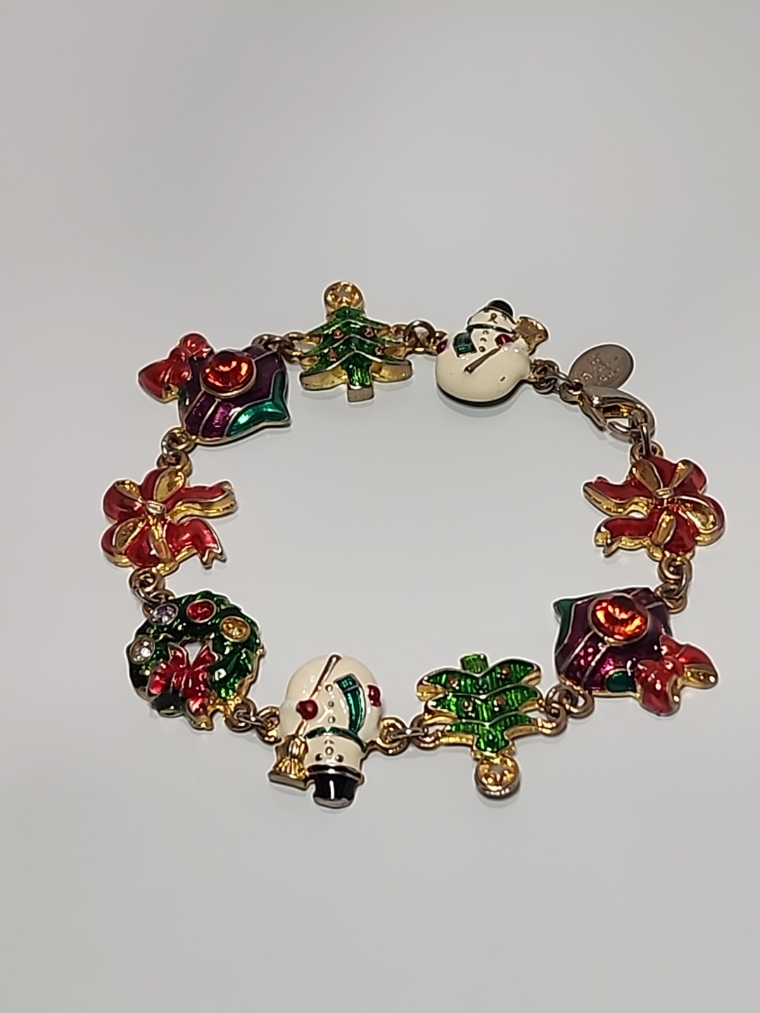 Christopher Radko Yellow Gold Plated Christmas Bracelet Claw Hook
